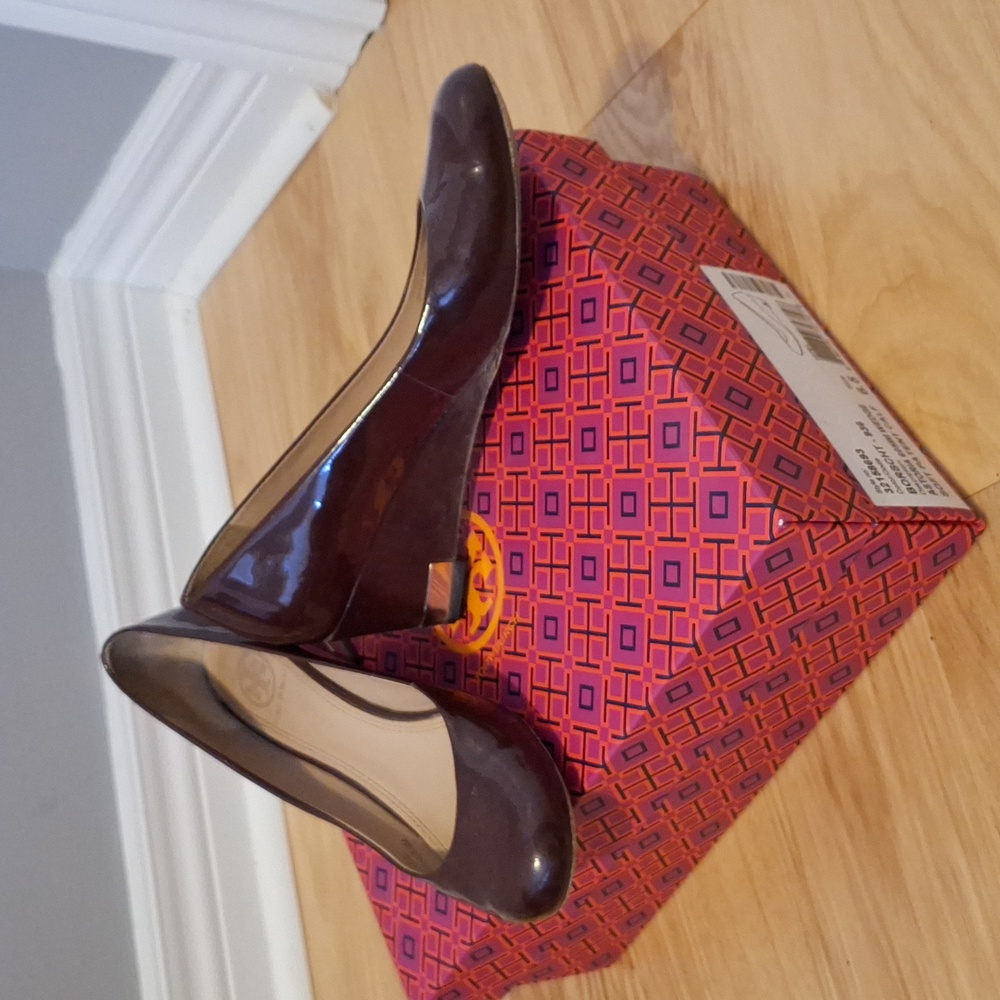 Tory Burch burgundy wedge